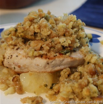 Pork Chops with Apples and Stuffing | Grinning Cheek To cheek